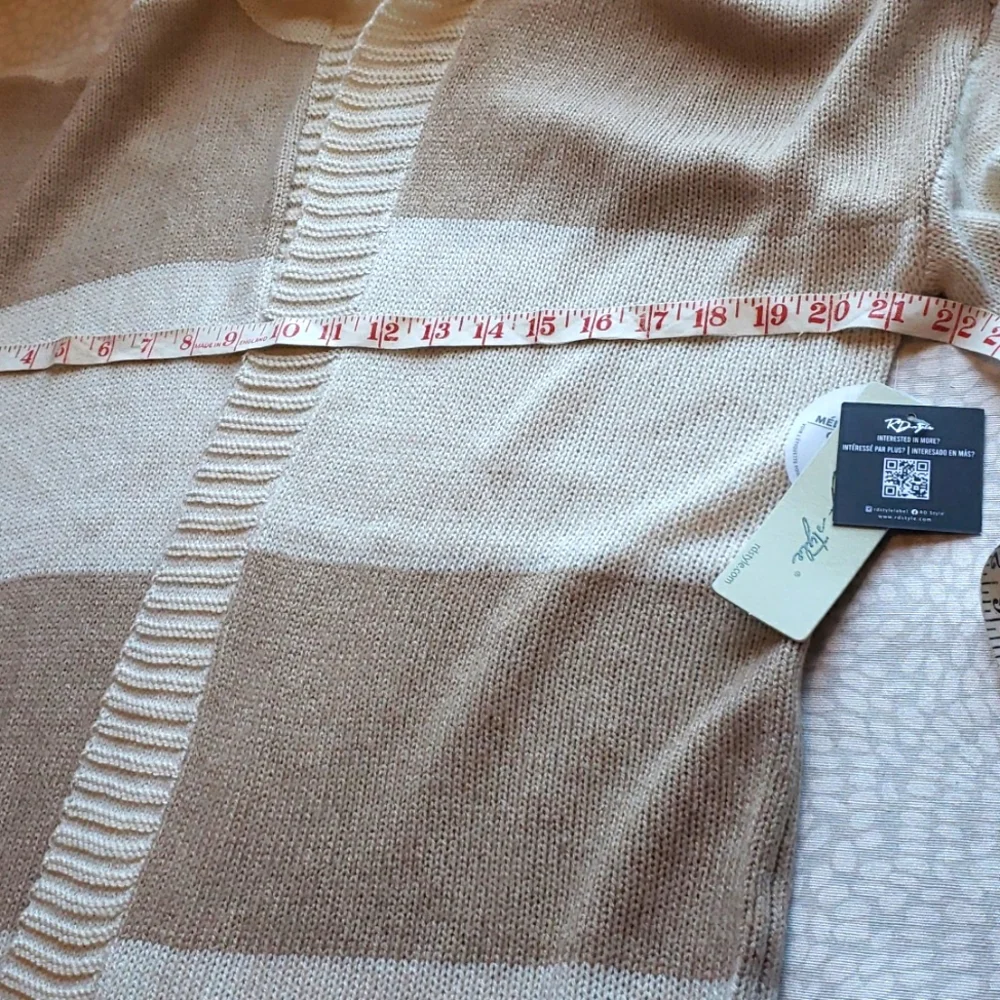 Cream Striped Hooded Cardigan Size Small NEW - Picture 7 of 10